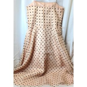 BETSY & ADAM women's Cream Strapless Cocktail Dress with Black polka dot Size 8